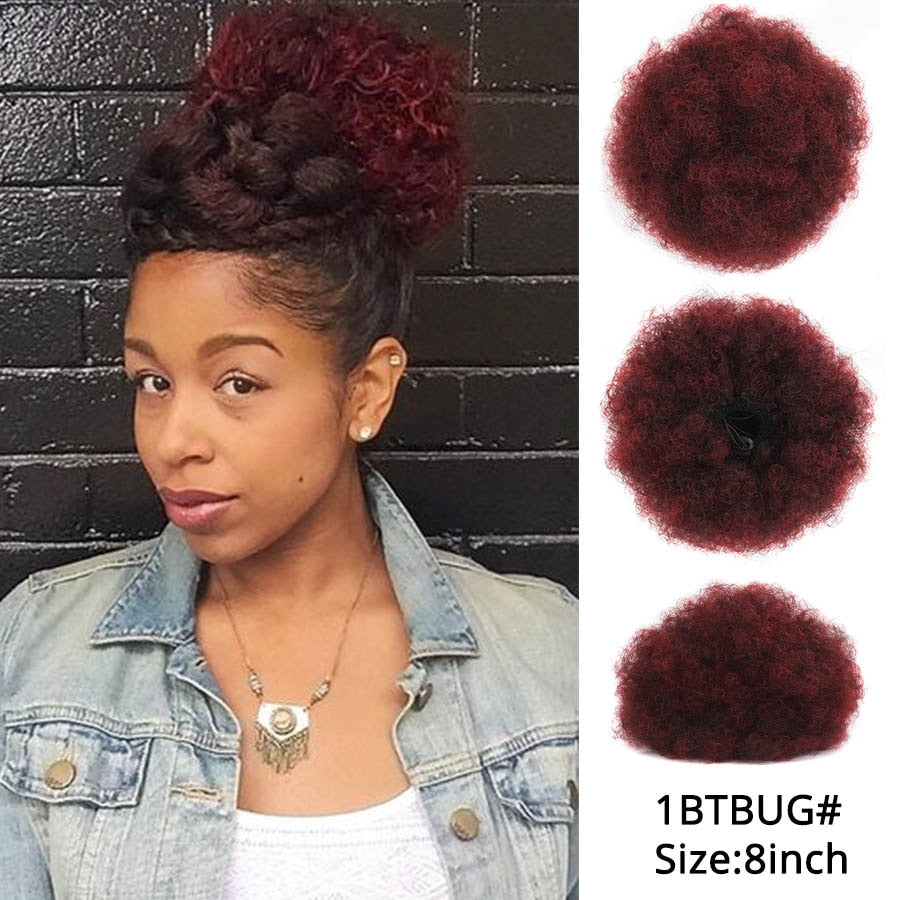 Alileader Synthetische Haarknoten, Afro Kordelzug Pferdeschwanz Flauschige, Afro Puff Haarknoten, Clips im Haarschwanz Pferdeschwanz Zubehör 1St