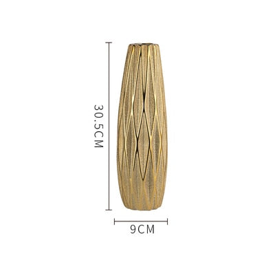 30CM Luxus Europa Gold Keramik Vase, Home Decor Kreatives Design Porzellan, Dekorative Blumenvase Für Hochzeitsdekoration