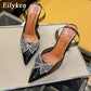 Eilyken Größe 34-45 Sommer Schmetterlingsknoten, Frauen Pumps Mode seltsamer Stil Transparent