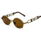Retro Metall Runde Sonnenbrille für Männer & Frauen, Schwarz Rot Klare Linse mit UV400