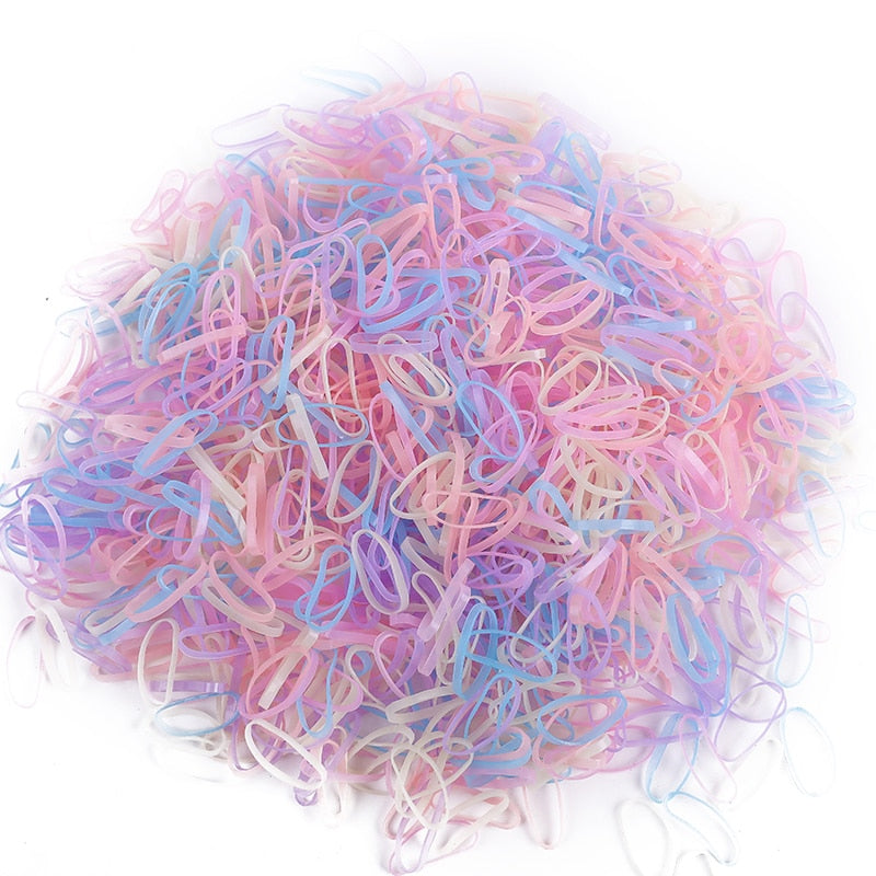 500Pcs/Pack bunte kleine Einweg-Haarbänder elastisches Gummiband Pferdeschwanzhalter, Haarschmuck für Mädchen