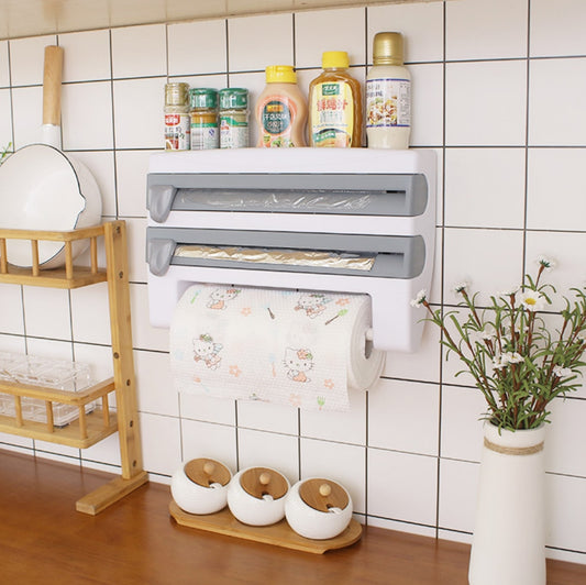 Wandrollenhalter kombiniert Papierrollenhalter und Folienspender