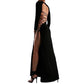 Herbst neue Damenmode Rundhals Langarm sexy hohles offenes Rücken-Split-Kleid