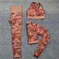 3 Teile / satz Damen Camouflage Yoga Set, Yoga-Leggings für Frauen, gestreifte Kompressionshose