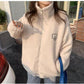 Lammwolle Warm halten Mittellang, Frauen Sweatshirt Herbst/Winter