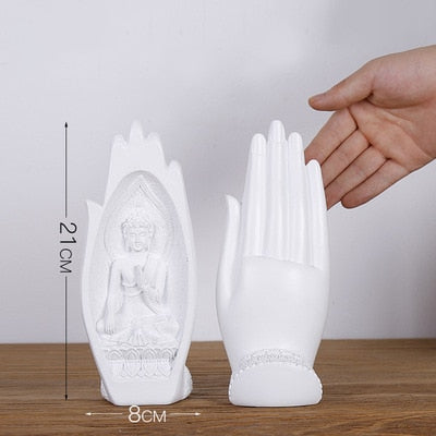 2 Stücke Buddha Statue Hände Skulpturen, Mönch Figur Tathagata Indien Yoga Fengshui Heimdekoration