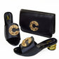 2023 neuestes italienisches Design Mode afrikanische Frauen, niedrige Ferse bequeme Schuhe und Taschen Set
