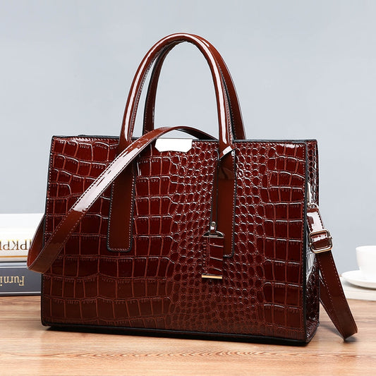 Luxus Damen Ledertaschen, Designer Krokodil Muster Schulter Tasche