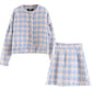 Vintage Sweet Damen Bluse & Mini Rock, Langarm Anzüge 2-teiliges Set