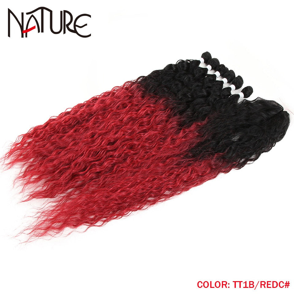 7 Stück / Lot Curly Hair Bundles mit Verschluss, Synthetische Hair-extensions