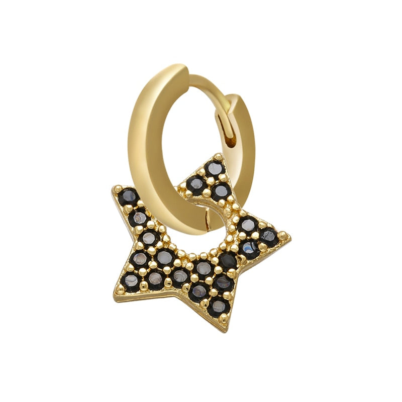 1 stück CZ kristall kleine creolen Exquisite Gold Farbe Stern-Herz, nette Damen Ohrringe für Geschenke
