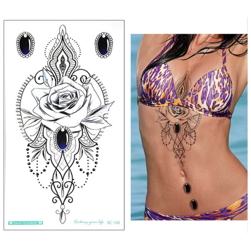 temporäre mode Tattoos-Schmuck, Körperaufkleber für Ägypten arabisch indische Sexy Tattoos-Muster