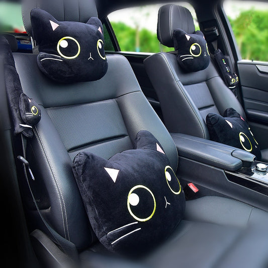 Nette Katze Auto Hals Kissen, Cartoon KatzenKopf Auto Kopfstütze, Reise Kissen Katze Sicherheitsgurt Schulter Pads Abdeckungen, Rückspiegel Abdeckung