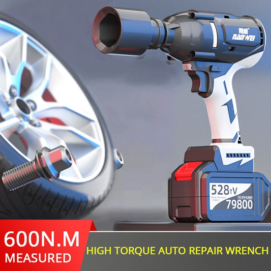 Echter 600 Nm kabelloser elektrischer Schraubenschlüssel, 21 V, industrieller bürstenloser Schlagschrauber für Reifenwechsel / Autoreparatur