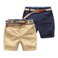 Sommer 3-10 Jahre Baumwolle Marineblau Jungen Kurzhose mit Ledergürtel