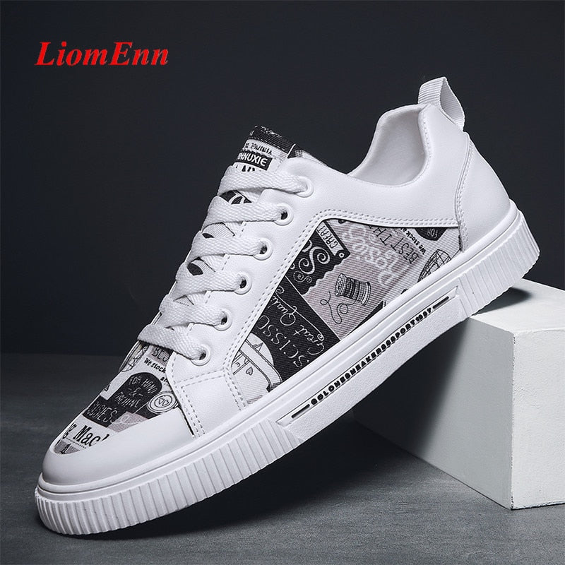Graffiti Gelb Weiß Sneakers für Frauen, Flache Sport- und Freizeitschuhe, style Vulkanisiert