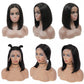 Stumpf geschnittene Bob-Perücke, brasilianische Spitzefront, Echthaar-Perücken, gerade Bob-Perücke für Frauen, Remy, 4 x 4, Spitzenverschluss, Bob-Perücken mit Babyhaar