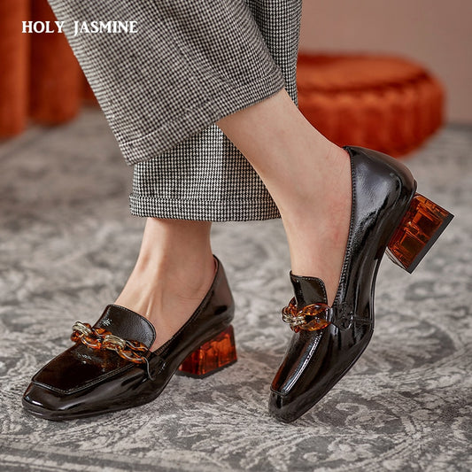 Concise Frauen High Heels Schuhe Echtes Leder Runde Zehe Schuhe für Frauen, Echtes Leder 2022