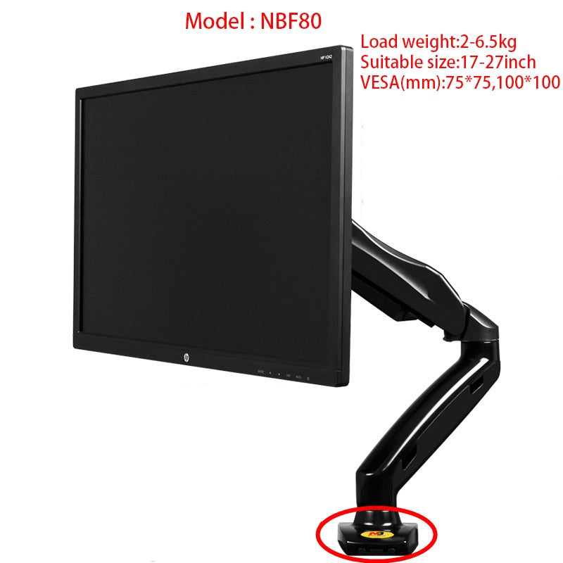Full Motion Desktop-Halterung, LCD-TV-Gasfederarm, TV-Monitorhalterung Geeignet für 17-27-Zoll-Monitore