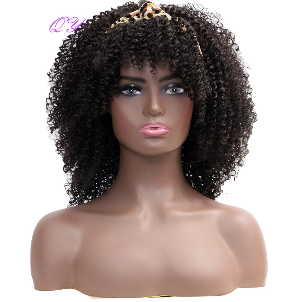 Hair Big Afro Kinky Curly Stirnband Perücken für Frauen Synthetisches Haar Perücken Turban Wrap Hair Style