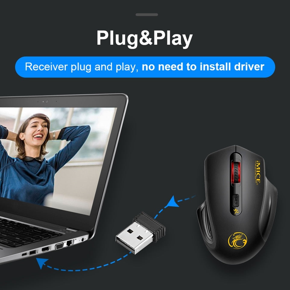 USB Wireless Mouse 2000 DPI USB 2.0 Empfänger Optische Computermaus 2,4 GHz Ergonomische Mäuse für Laptop PC Sound Silent Mouse
