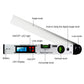Digitaler Winkelmesser 400mm / 16 Zoll Digital，mit LCD-Wasserwaage Neigungsmesser Winkelmessgerät für vertikale horizontale Doppel-Wasserwaage