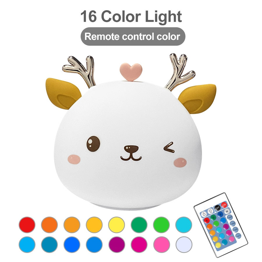 Niedliches Hirsch-Nachtlicht Hirsch Nursey Licht für Kind Baby Stepless Touch USB wiederaufladbare Tischlampe Heimdekoration