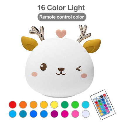 Niedliches Hirsch-Nachtlicht Hirsch Nursey Licht für Kind Baby Stepless Touch USB wiederaufladbare Tischlampe Heimdekoration