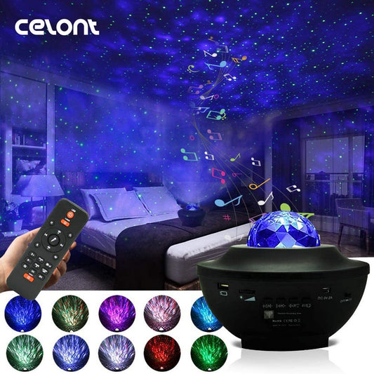 LED Sternenhimmel Projektor Nachtlicht Galaxy Star Projektor Ocean Wave, Nachtlampe mit Musik Bluetooth Lautsprecher für Kinder