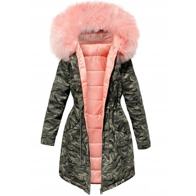 2022 Samt dicke Jeansjacke, weiblicher Winter großer Kunstpelzkragen