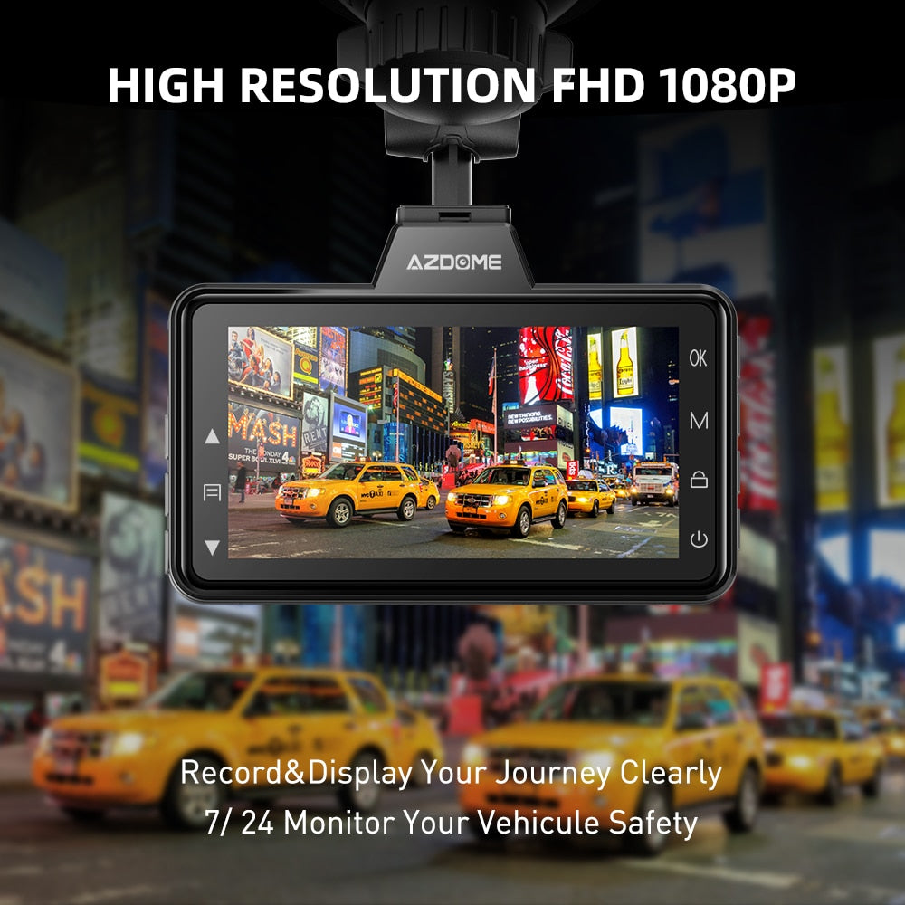 AZDOME M01 Pro FHD 1080P Dash Cam 3 Zoll DVR Autofahren Recorder Nachtsicht, Park Monitor, G-Sensor, Loop-Aufnahme für Uber