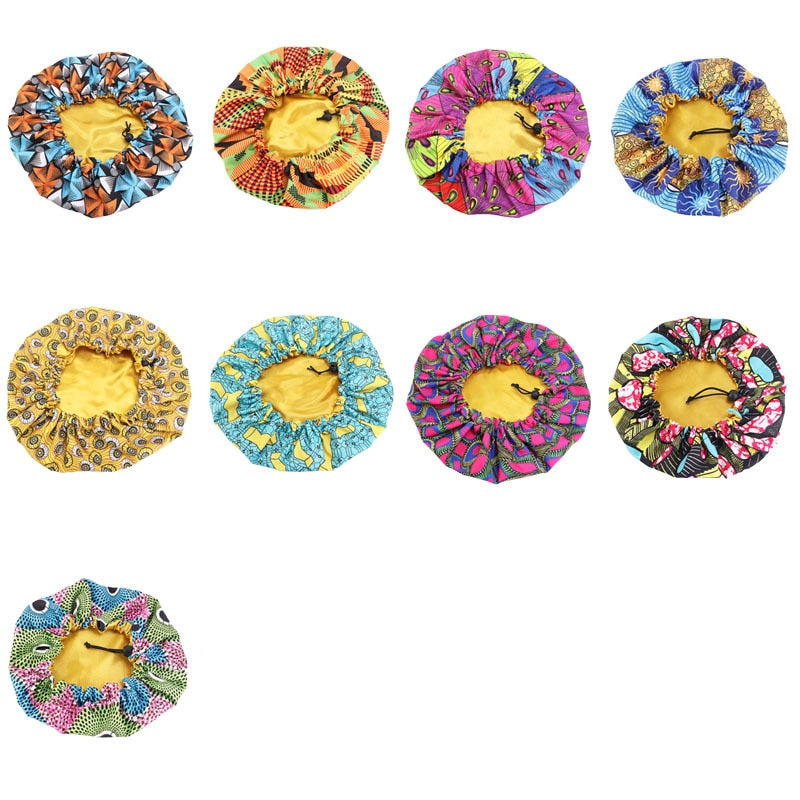 2 pcs/set Schlafmütze für Eltern und Kinder Afrikanischer Druck, Turban Haarabdeckung