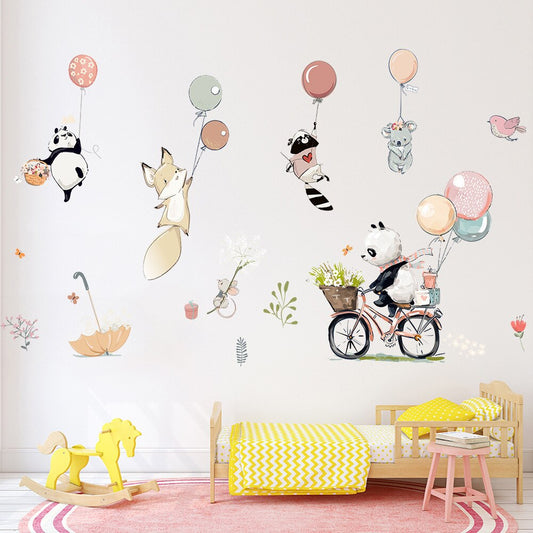 Cartoon-Ballon-Tiere-Wandaufkleber für Kinder, Kinderzimmer, Wanddekoration