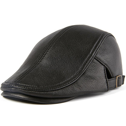Herren Echtleder Baskenmütze, Herbst / Winter Männlich Braun Verstellbare Hochwertige Gatsby Baskenmütze Caps