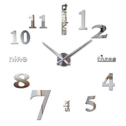 2022 Art und Weise 3D Big Size Wanduhr Spiegel Aufkleber, kurze Wohnzimmer Dekor, Tagungsraum Wanduhr Modernes Design Silent Acryl