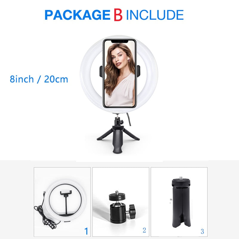 Desktop-LED-Ringlicht, dimmbar, Telefon, Videoaufnahme, rundes Fülllicht für Youtube, Tik Tok, Videofotografie, Beleuchtung, Ringlicht