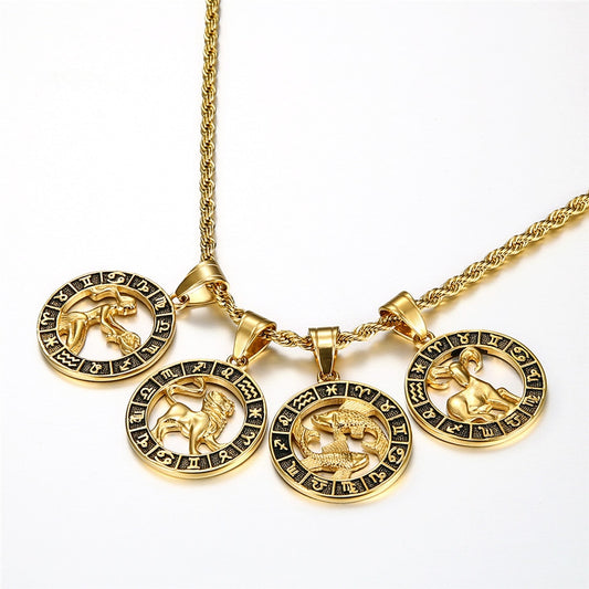 12 Sternzeichen Horoskop Anhänger Halsketten für Herren & Damen Gold Widder Leo 12 Konstellationen, Halskette Schmuck