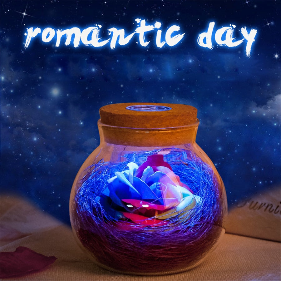 LED romantische Rose Blume mit Fernbedienung, Dimmer Lampe, kreative Nachtlicht Blume
