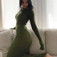 Damen Rollkragen-Strickpullover, Figurbetontes Pulloverkleid