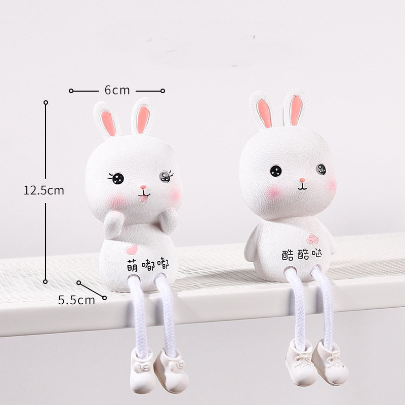 2PCS Nordic Puppe für Wohnzimmer Dekoration Kinderzimmer Dekoration Harz Puppe Hase Figur, Handwerk für Kinder Kinderzimmer Dekoration
