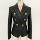TOP QUALITÄT 2023 Damen Designerjacke Zweireihiger Löwe Knöpfe Gitter, Nähen Kunstleder Blazerst