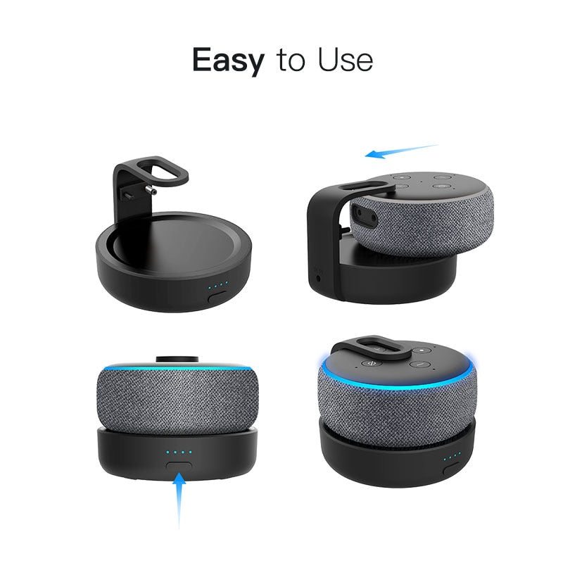 Powerbank für Amazon Alexa Echo Dot 3rd Generation, Alexa Lautsprecherhalterung Ladegerät für Echo Dot 3 mit 8 Stunden Spielzeit