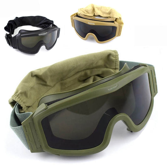Schwarz Tan Grün Militärische Taktische Schutzbrille, Schießsonnenbrille, Winddichte Wargame Bergsteigerbrille