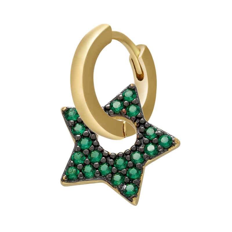 1 stück CZ kristall kleine creolen Exquisite Gold Farbe Stern-Herz, nette Damen Ohrringe für Geschenke