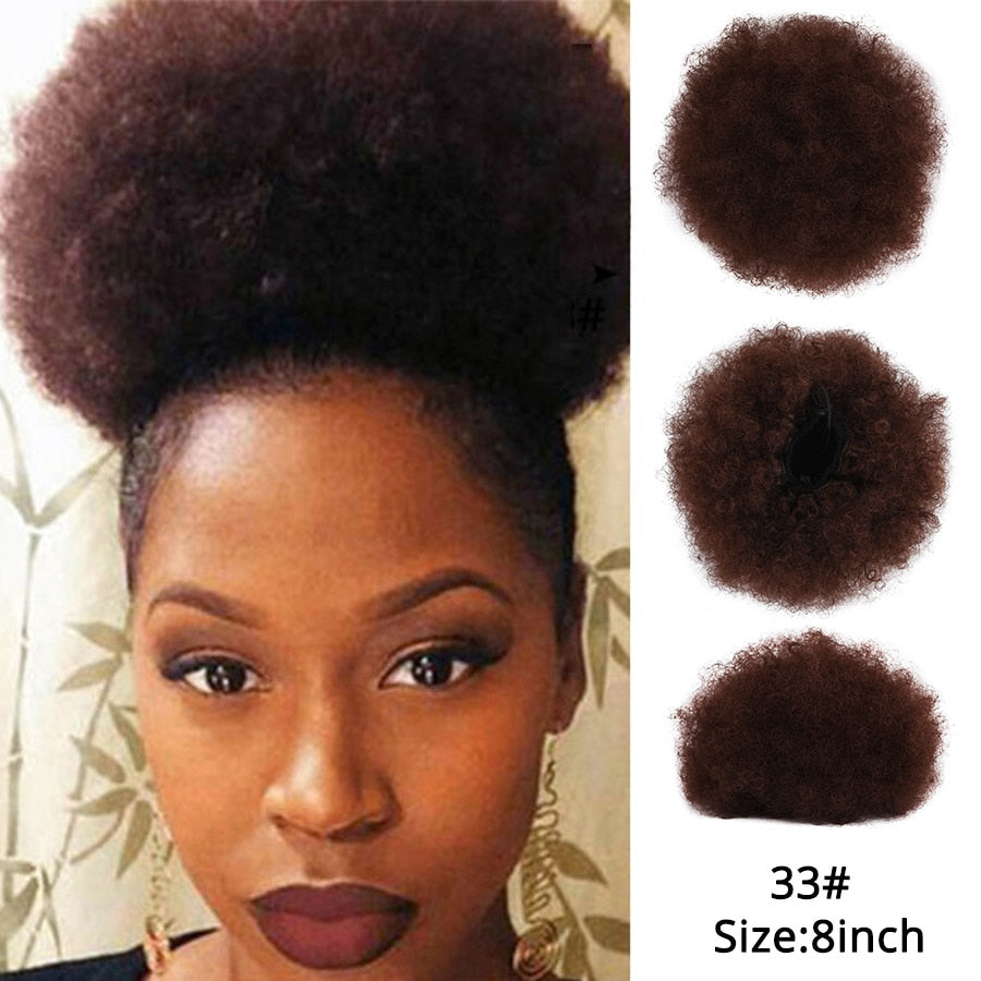 Alileader Synthetische Haarknoten, Afro Kordelzug Pferdeschwanz Flauschige, Afro Puff Haarknoten, Clips im Haarschwanz Pferdeschwanz Zubehör 1St