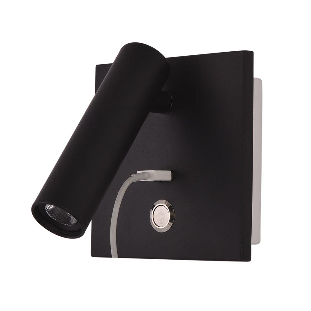Moderne Bettlampe Innenwandlampe mit USB-Aufladung, Dekoration für Schlafzimmer, Lesebeleuchtung Hotelkopfteil 3W LED-Wandleuchte