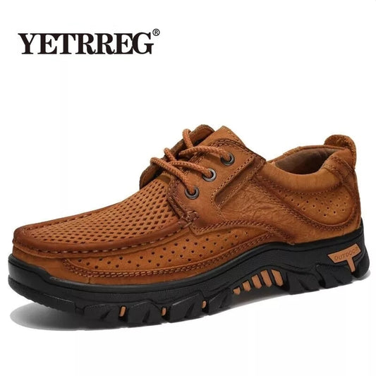 Herren Sommer Rindsleder Schuhe,  Echtes Leder für Outdoor Größe 38-48