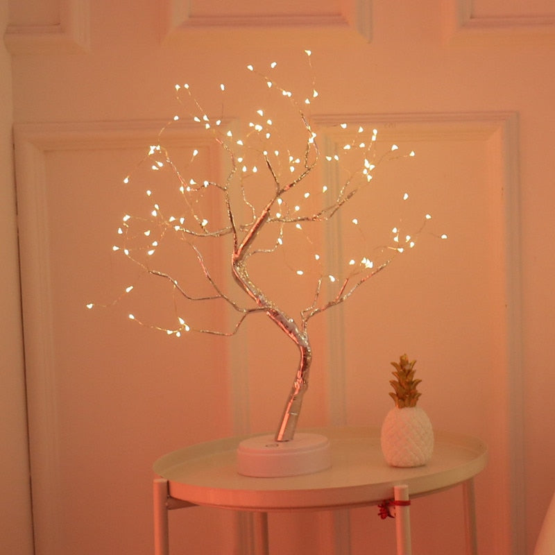 LED Kupferdraht Nachtlicht Baum, Lichterkette Heimtextilien Nachtlampe, USB batteriebetrieben für Schlafzimmer Nachttischlampe