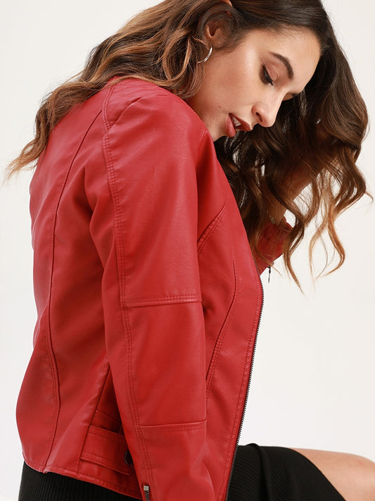 Damen Stehkragen Lederjacke, Motorradbekleidung