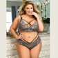Comeondear BH-Set, Spitzen-Bralette-BH und Höschen-Set mit Kreuzgurt, Übergröße Damen-Unterwäsche-Set